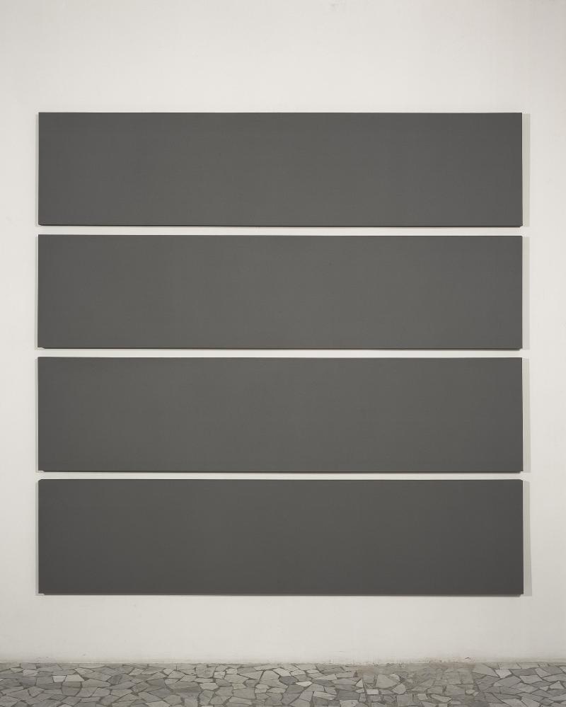 4 horizontal parts, 1996, acrylic on canvas, 4 rectangles, cm 54 x 229,5 (each), cm 229,5 x 229,5 (overall dimensions)