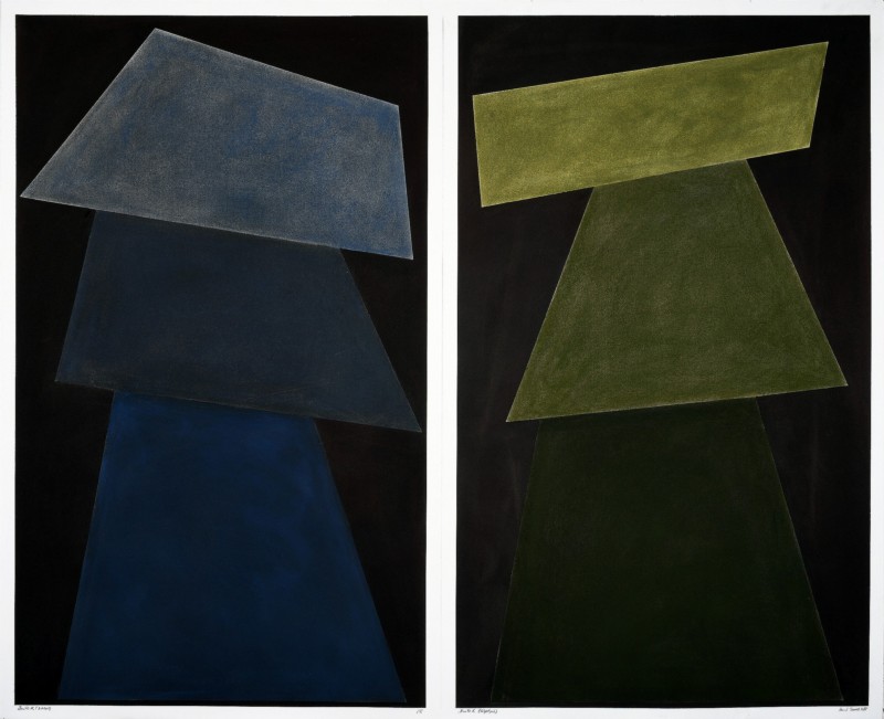 Build K+L (Diptych), 2018, pastel on paper, cm 122 x 76 (x2) (unframed); cm 124,5 x 78 x 4 (x2) (framed) 