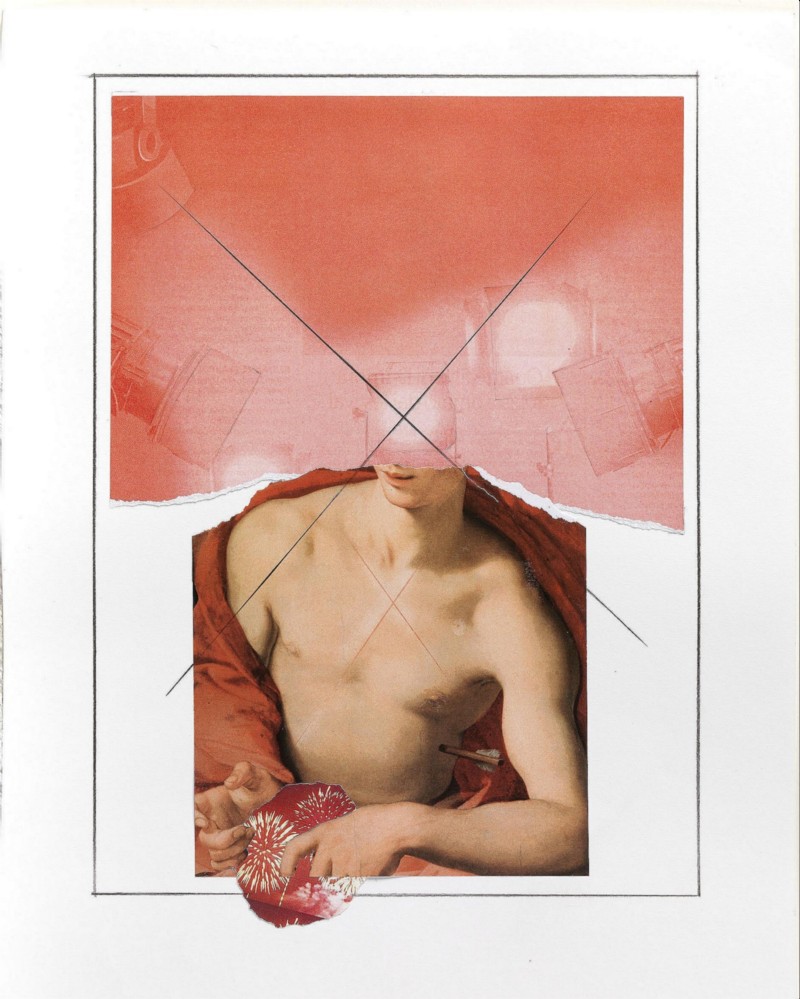 Studio per 'Estasi di San Sebastiano', 2016, pencil and collage on paper, cm 50 x 40 (unframed), cm 61,3 x 52,3 x 2,5 (framed) 