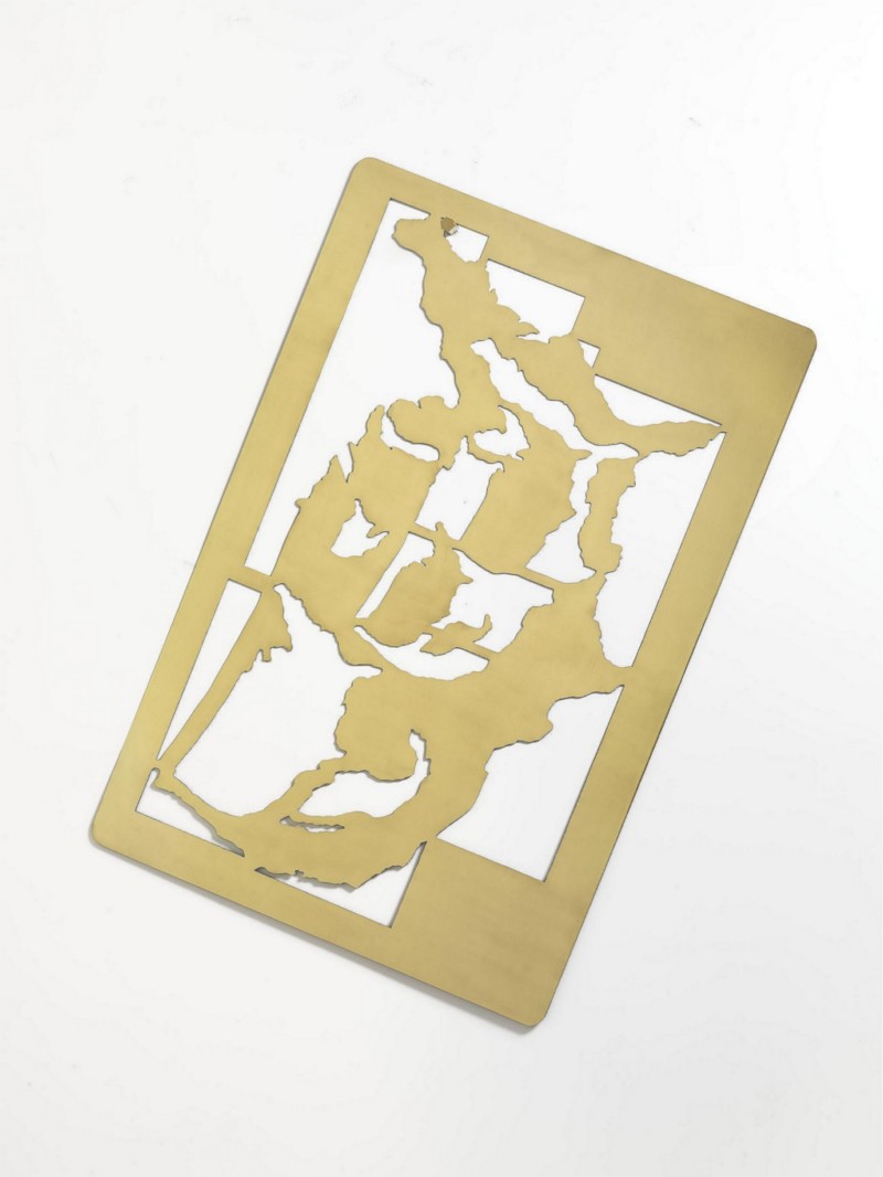 Rita McBride, Jiffy MAP USA, 2014, brass , 1 meter x 1.5 meter x 3 mm, edition of 3 