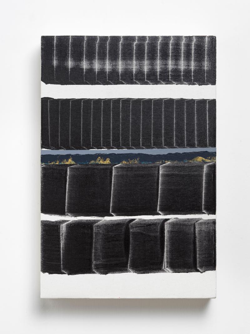 Four elements, 2023, vinyl, dispersion and dry pigment on canvas, 46 x 31 cm