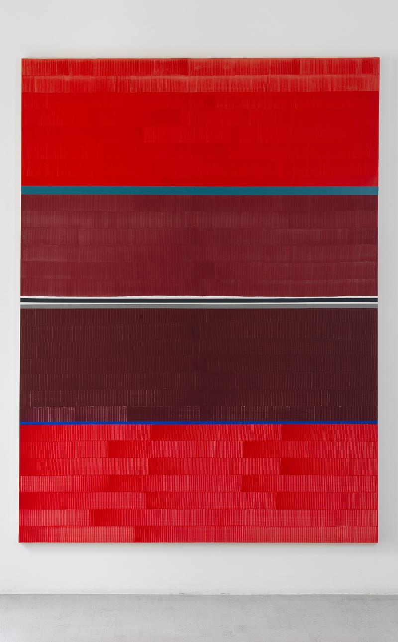 Soñé que revelabas (Red), 2023, vinyl, dispersion and dry pigment on canvas, 275 x 203 cm