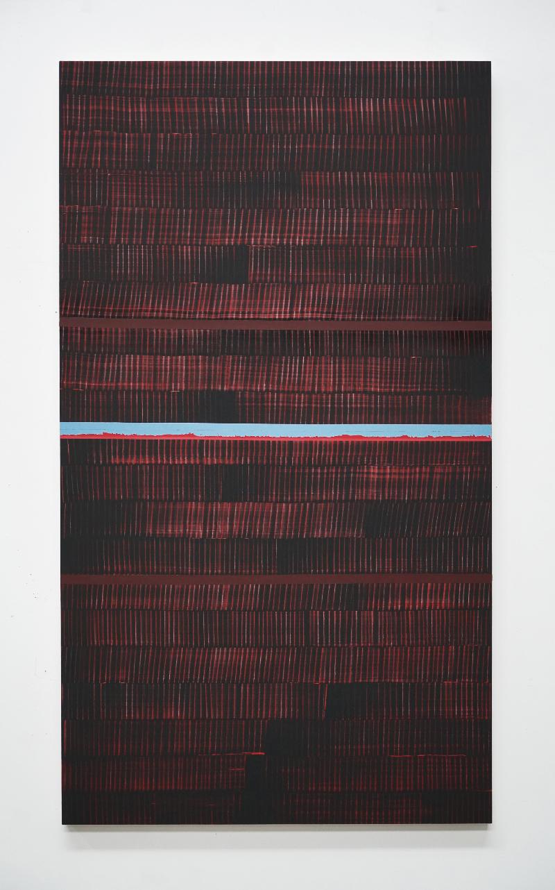 Horizonte Lunar, 2023-2024, vinyl, dispersion and dry pigment on canvas, 198 x 112 cm 